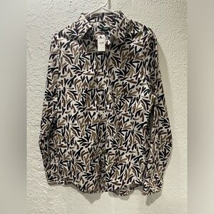 Express button up long sleeve top slim fit